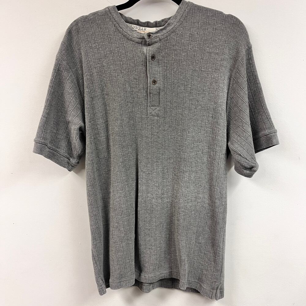 Vintage men's Northwest Territory Lg cotton mix short sleeve gray henley tee